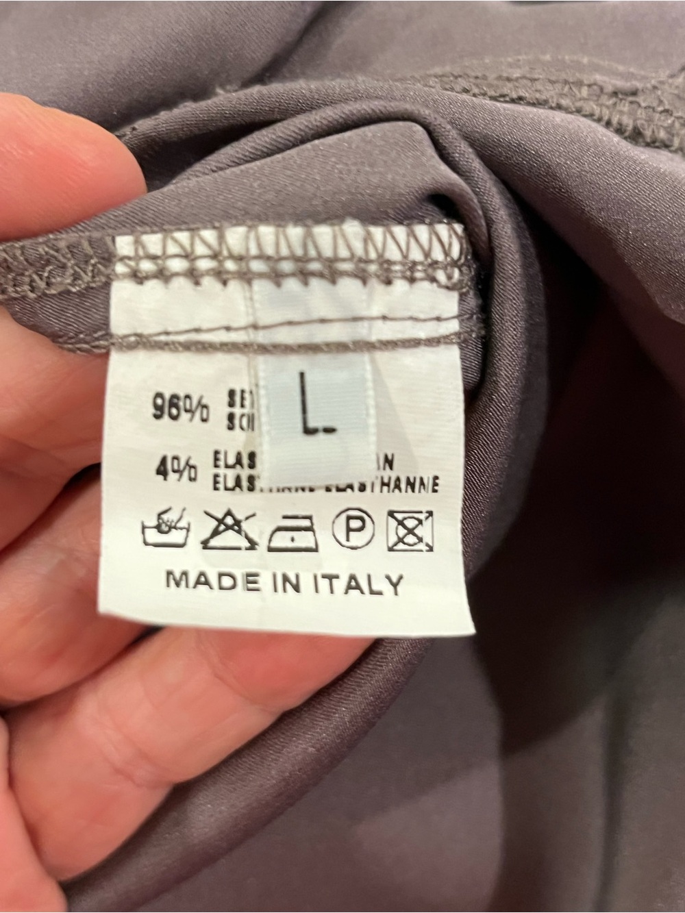 Saraceno Bellagio Made in Italy Silk Stretch Tunic Blouse Gray Large - Picture 6 of 7